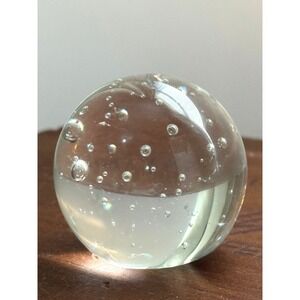 Glass Sphere Paperweight Bubble Encased Art Sculpture Clear Orb 2" Vintage MCM